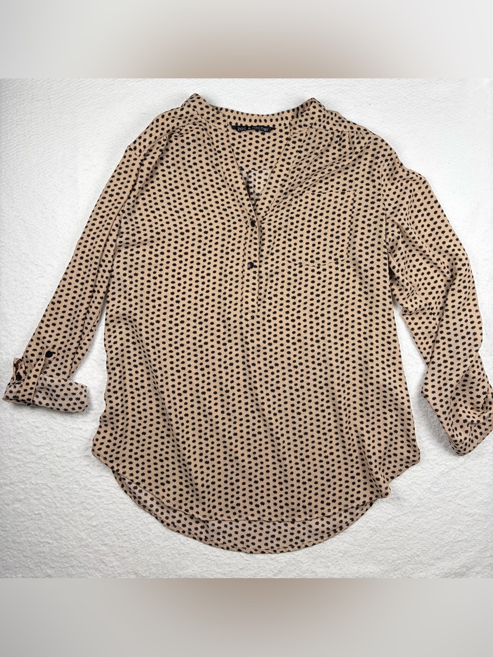 Zac & Rachel Beige Blouse‎ with Black Star Print